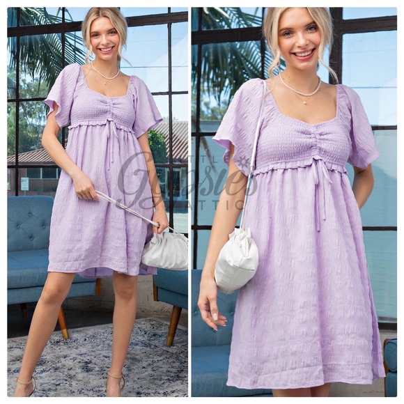 Lilac Mist Ruched Babydoll Dress - Picture 5 of 5
